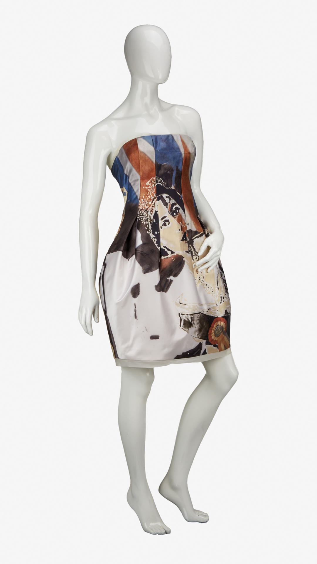 Alexander McQueen strapless portrait-print dress archive product view