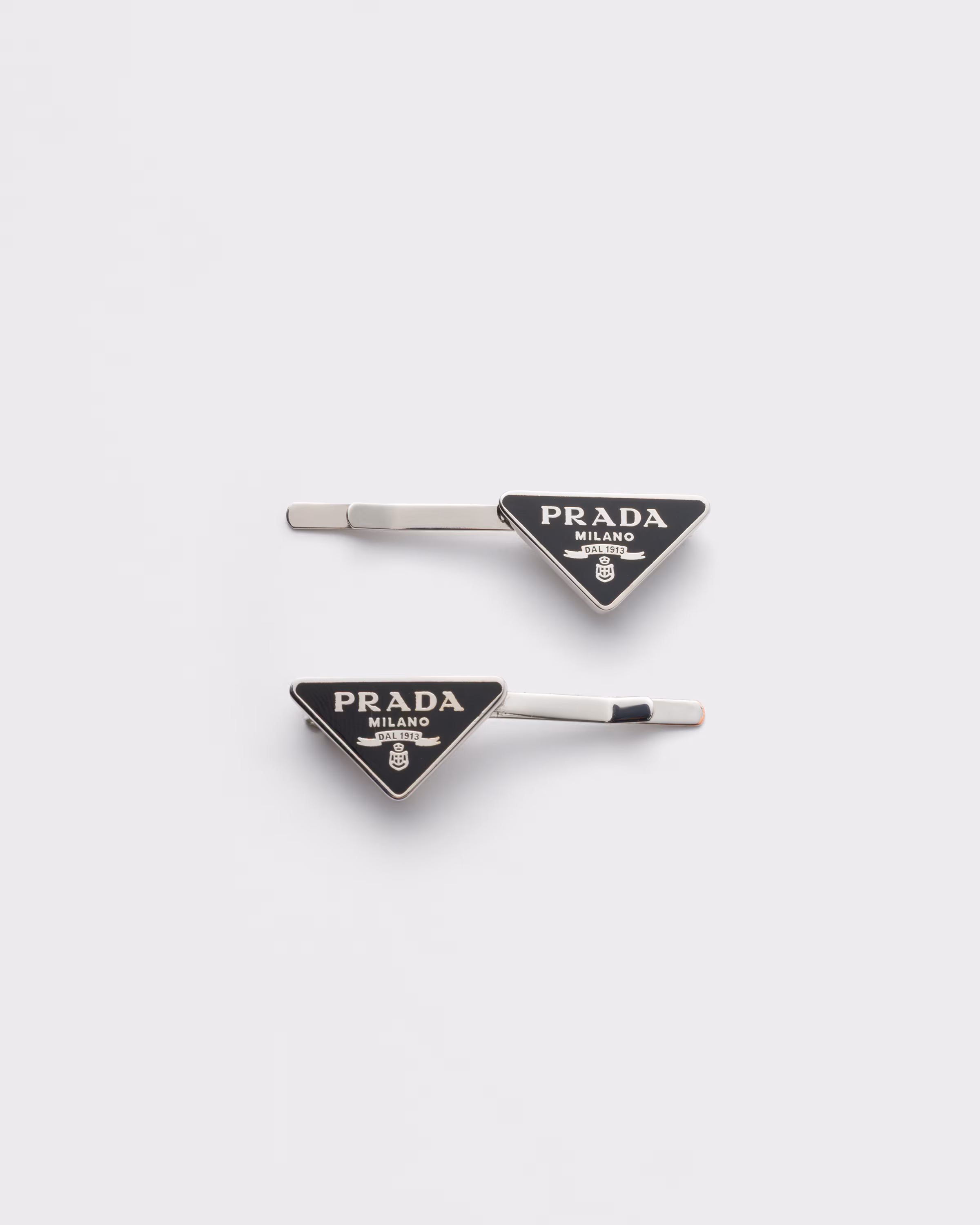 Prada triangle logo hair clip