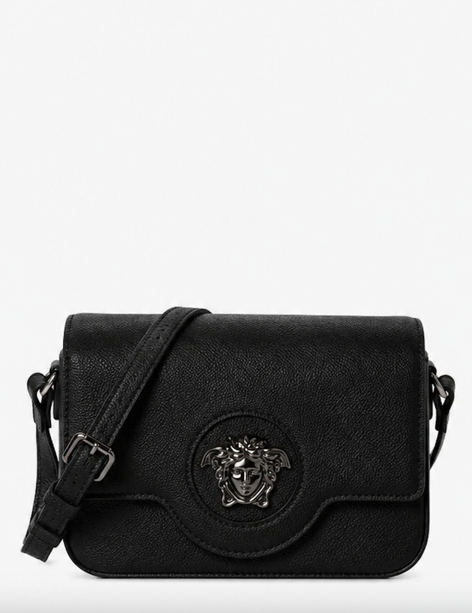 Versace Medusa black pebbled leather shoulder bag