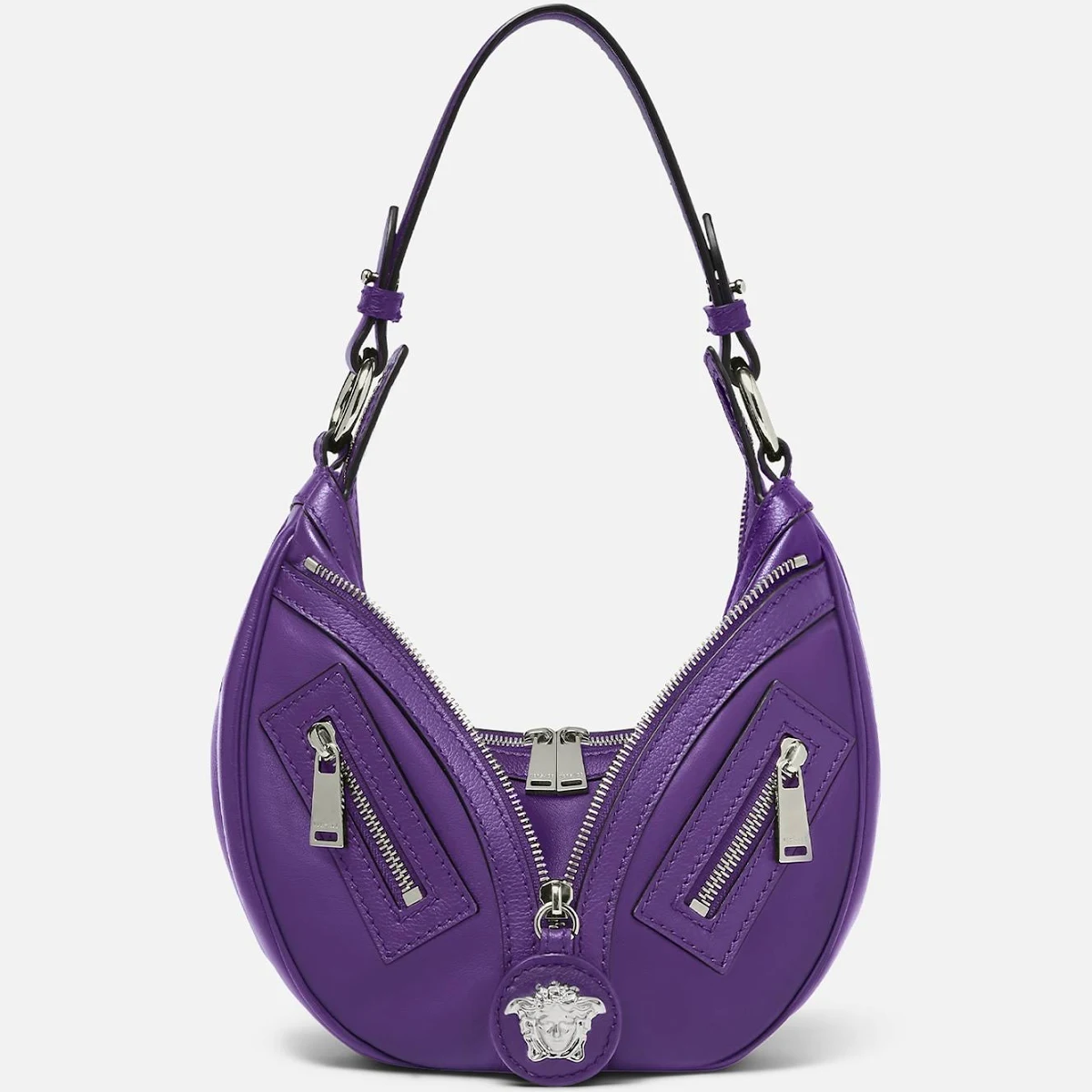 Versace Purple Repeat Hobo Mini non crystal leather bag