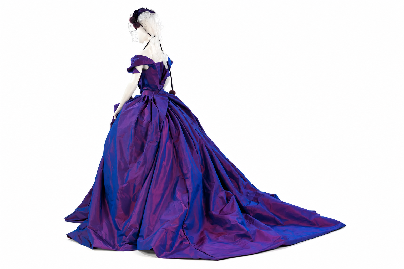 Dita Von Teese Vivienne Westwood purple wedding gown back view