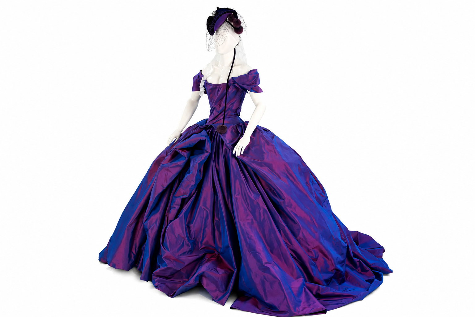 Dita Von Teese Vivienne Westwood purple wedding gown front view